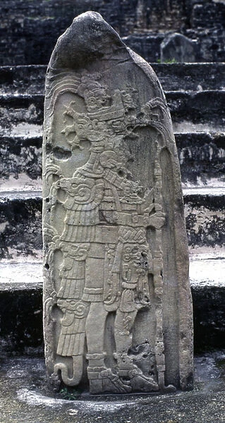 Tikal Stela 9, Early Classic Period, 475 AD (stone)