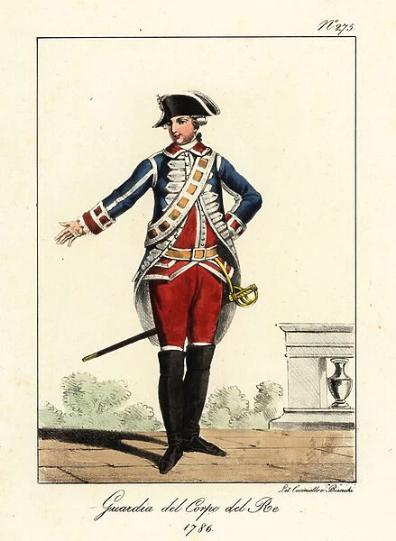 Uniform of the Life Guards, the King of Frances Household Caval 1825 (lithograph)