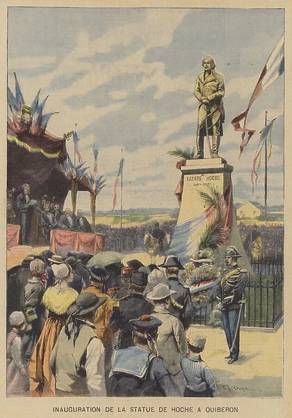 Unveiling of the statue of Lazare Hoche at Quiberon, Brittany (colour litho)