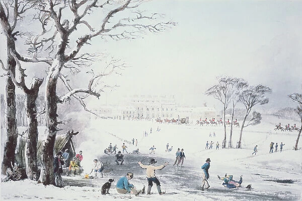 View of Buckingham House and St James Park in the Winter, pub. by R. Havell & Sons