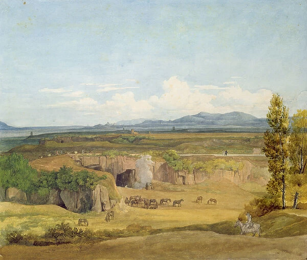 View of the Roman Campagna (w  /  c on paper)