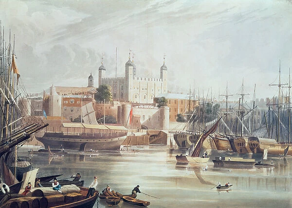 View of the Tower of London, engraved by Daniel Havell (1785-1826) pub