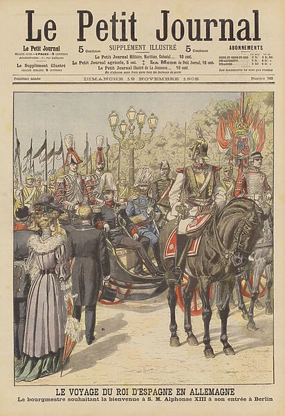 Visit of King Alfonso XIII of Spain to Germany (colour litho)