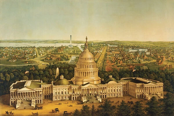 Washington, view of the city c. 1868 (colour litho)