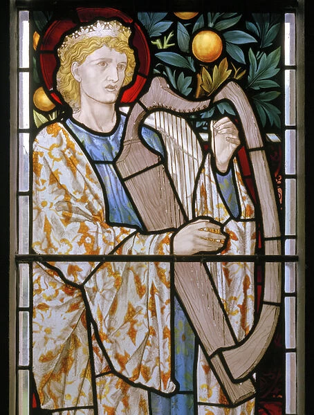 Waterford, St Michael & All Angels, Morris & Co. Edward Burne-Jones, King David Harping