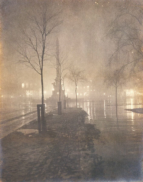A Wet Night, Columbus Circle, New York, 1897-98 (gelatin silver print)