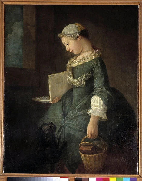 A young schoolgirl Painting by Jean Baptiste Simeon Chardin (1699-1779
