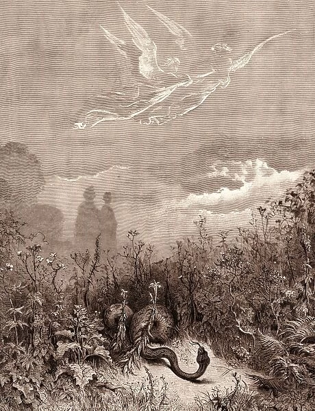 DANTE AND VIRGIL IN THE HAPPY VALLEY, BY GUSTAVE DORE. Gustave Dore, 1832 - 1883, French
