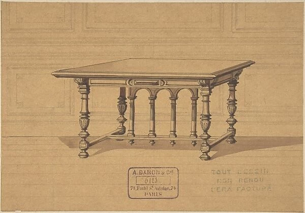 Design Table 19th century Graphite pen black ink