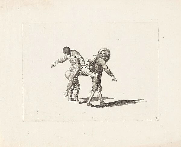 Harlequin and two jesters making music, Anonymous, Gerardus Josephus Xavery, Pieter Schenk