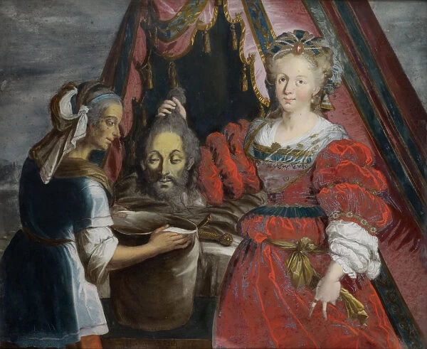 Judith head Holofernes 1744 reverse glass painting