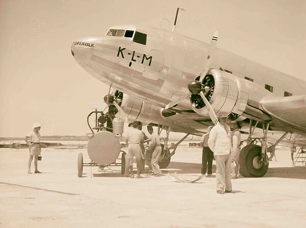 KLM LOT planes arriving taking off Lydda 1934