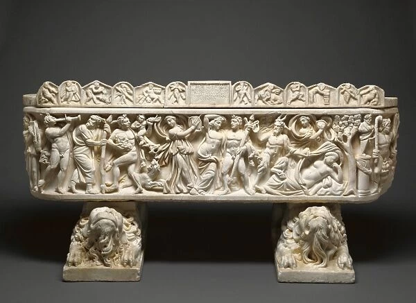 Sarcophagus and Lid, Crouching Lion Supports