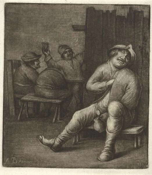 Sleeping man in a tavern, Jacob Hoolaart, 1723 - 1789