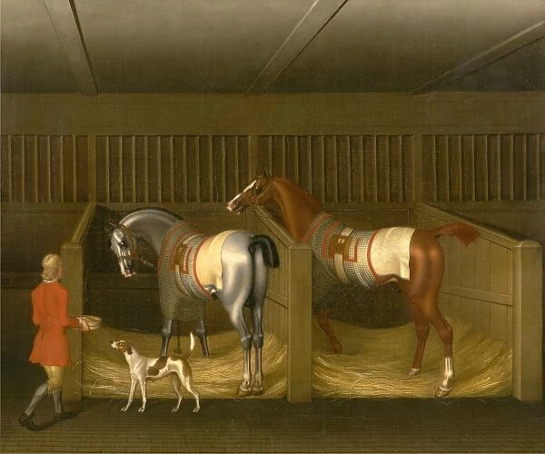 The Stables and Two Famous Running Horses belonging to His Grace, the Duke of Bolton