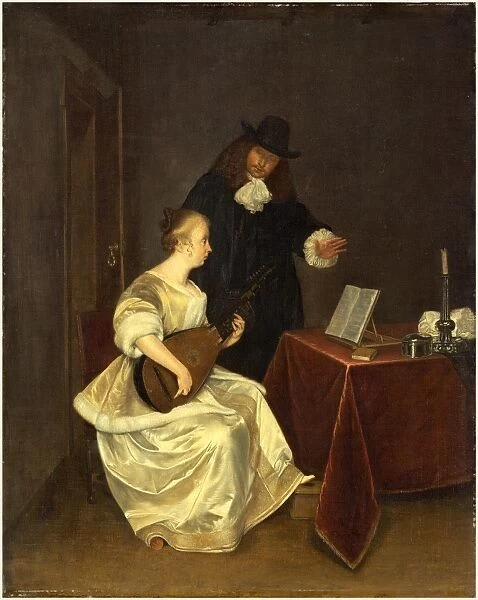 Studio of Gerard ter Borch the Younger, The Music Lesson, c. 1670, oil on canvas