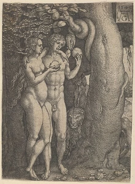 Temptation Adam Eve Story 1540 Engraving Sheet
