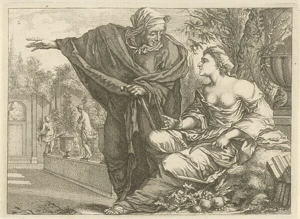 Vertumnus and Pomona, Arnold Houbraken, Anonymous, 1700 - 1750