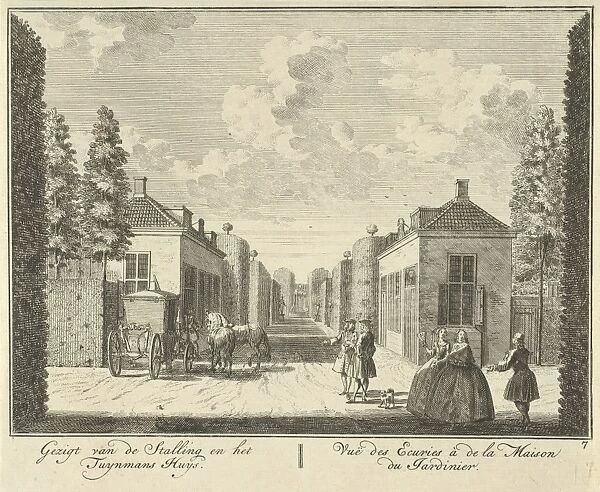 View of the stables and the house of the gardener on the estate at House ter Meer
