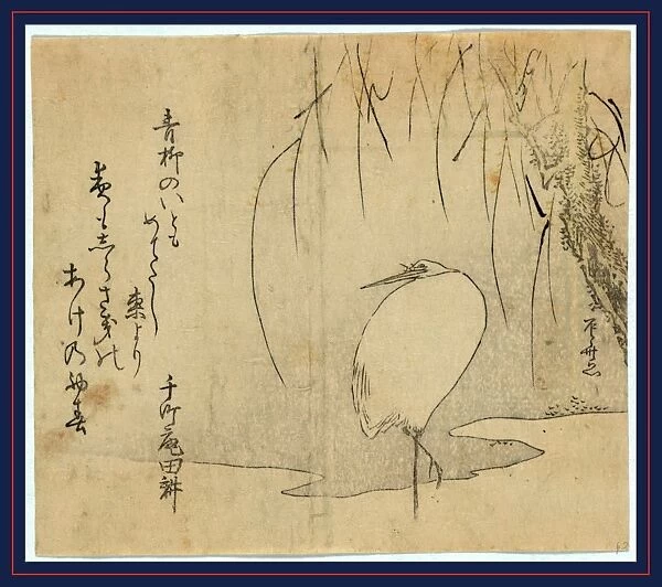 Yanagi ni shirasagi, White heron beneath a willow tree