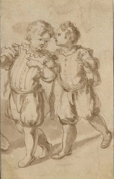 Two Young Page-Boys 1600-1650 Pen brown ink