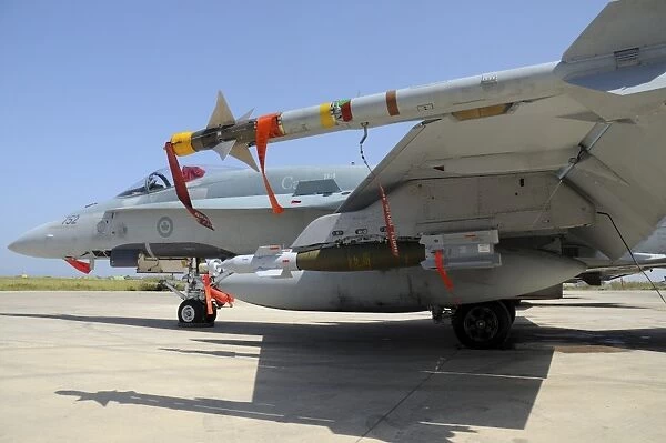 AIM-9L Sidewinder missile and GBU-12 Laser-Guided Bomb loaded on a CF-18 Hornet