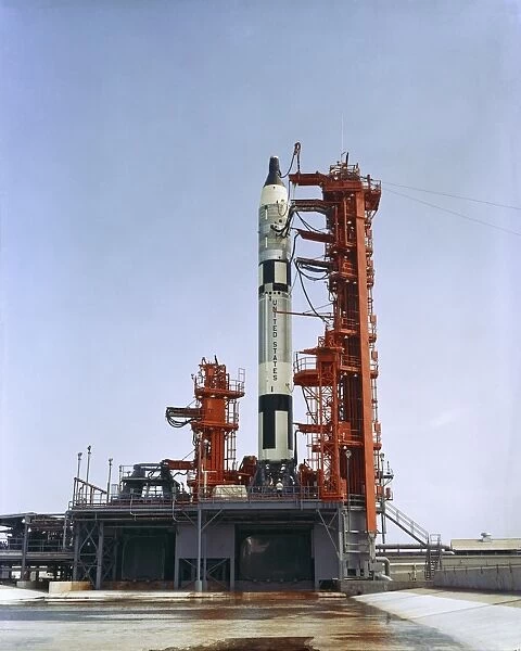 Gemini 5 spacecraft on its launch pad