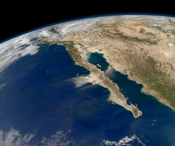 Oblique view of Baja California and the Pacific coast of Mexico