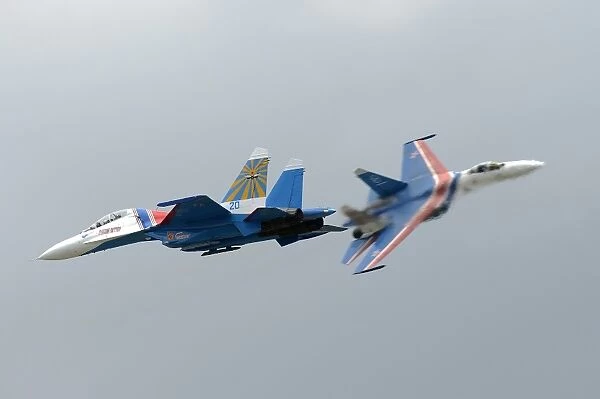 Two Sukhoi Su-27 Flanker of the Russian Knights aerobatic team