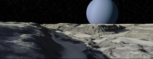 Uranus seen from the surface of its moon, Ariel
