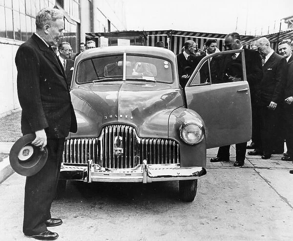 1948 Holden 48-215 with Australian Prime Minister J. B. Chifley. Creator: Unknown