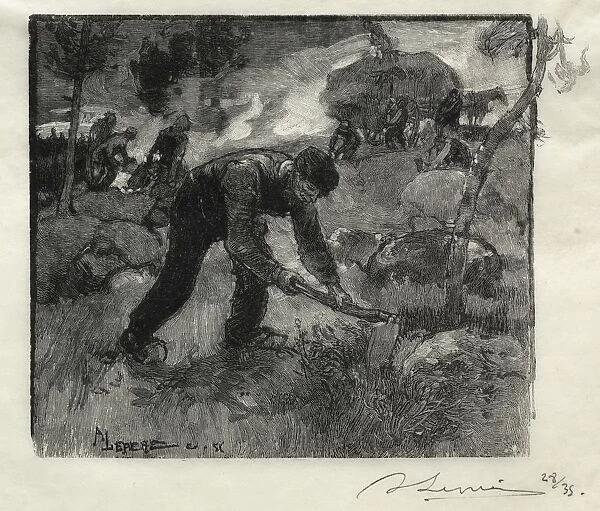 Arracheurs de bruyeres, 1887. Creator: Auguste Louis Lepere (French, 1849-1918)