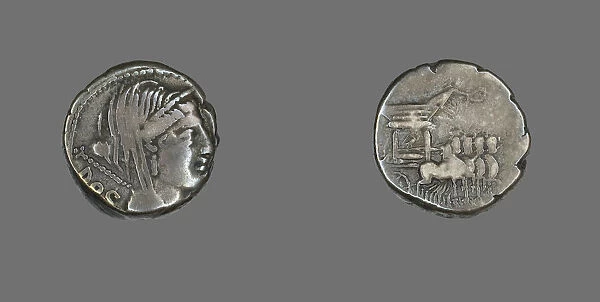 Denarius (Coin) Depicting the Goddess Juno, about 87 or 83 BCE. Creator: Unknown