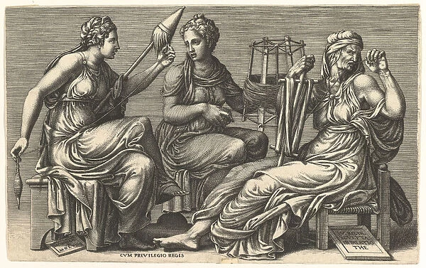 The Three Fates Clotho, Lachesis, and Atropos, 1558-59. Creator: Giorgio Ghisi