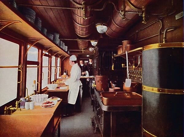 Inside a Restaurant Car Kitchen on the L. M. S. Railway, 1926
