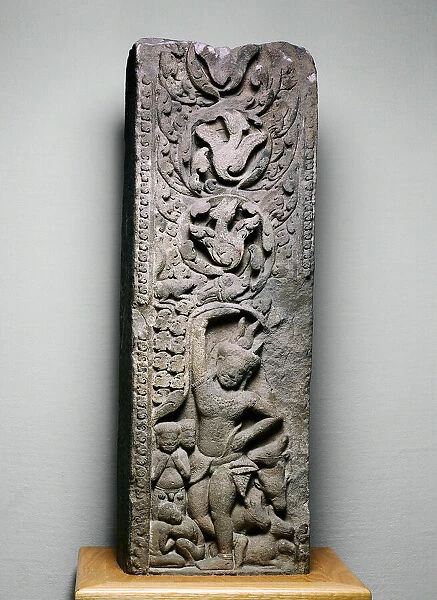 Krishna Lifting Mount Govardhan, Angkor period, 11th century. Creator: Unknown