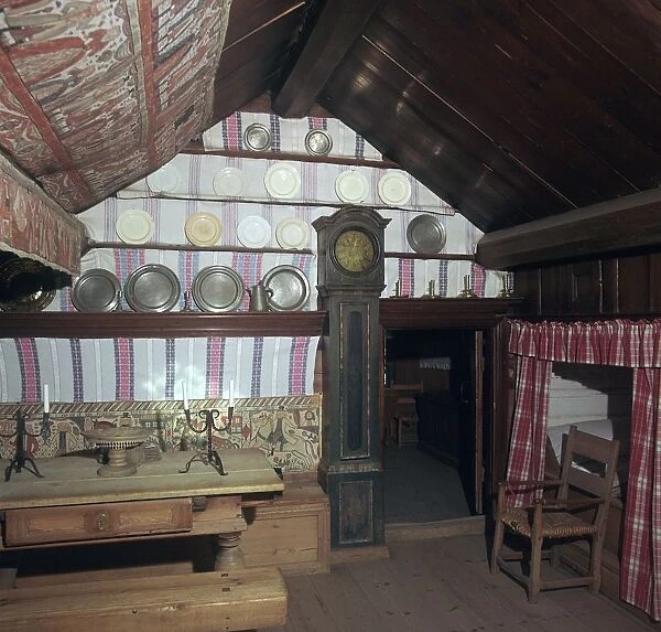 Living room of Swedish farmstead, 18th century