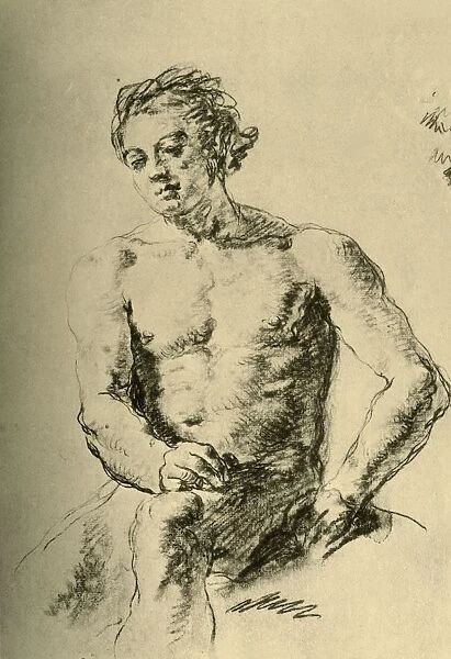 Nude seated, mid 18th century, (1928). Artist: Giovanni Battista Tiepolo