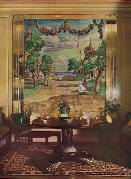 Panel showing Regency Brighton, flanked by mirrored glass pilasters, 1933