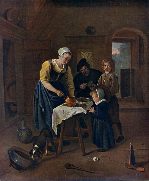 A Peasant Family at Meal-time ( Grace before Meat ), c1665, (1912). Artist: Jan Steen