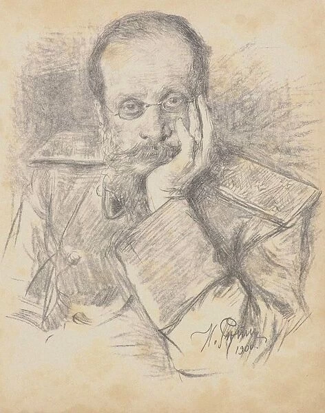 Portrait of the composer Cesar Antonovich Cui (1835-1918), 1900. Creator: Repin