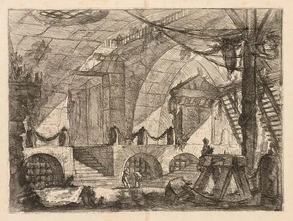The Prisons: An Arched Chamber with Posts and Chains, 1745-1750
