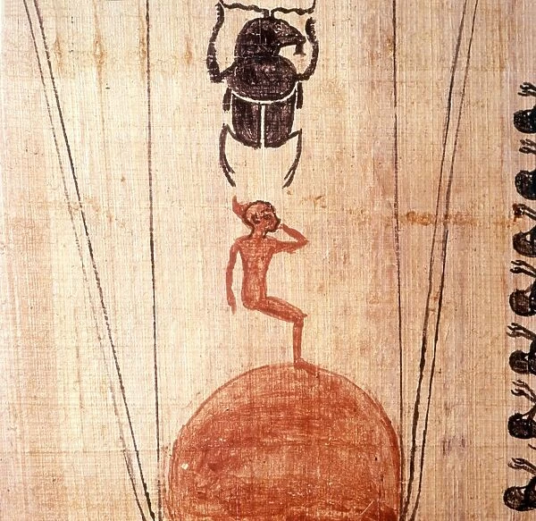 Scarab-beetle, God with Infant Sun and Sun-Disc below, c11th century BC
