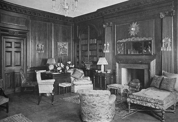 Woodwork from an old English room in the library, house of Miss Anne Morgan, New York City, 1924