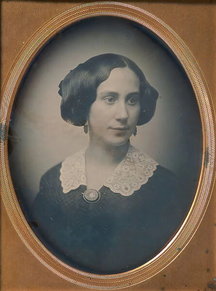 Young Woman Wearing Lace Collar and Brooch, 1850s. Creator