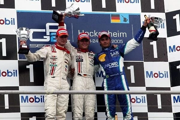 GP2. The podium (L to R): Alexandre Premat (FRA) ART, third; Nico Rosberg 