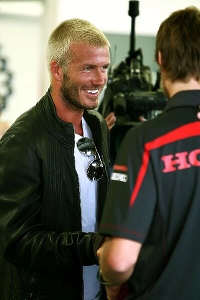 Formula One World Championship: David Beckham with Jenson Button Honda Racing F1 Team