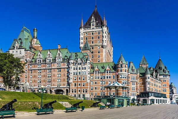 Governors Promenade in front of the Chateau Frontenac in Old Quebec in Quebec City, Quebec, Canada