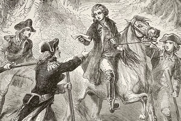 Major John Andre Is Captured By John Paulding, David Williams, And Isaac Van Wart During The American Revolutionary War. From A 19Th Century Illustration