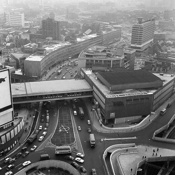 Aerial view of the Bull Ring centre in Birmingham, West Midlands. 4th October 1967
